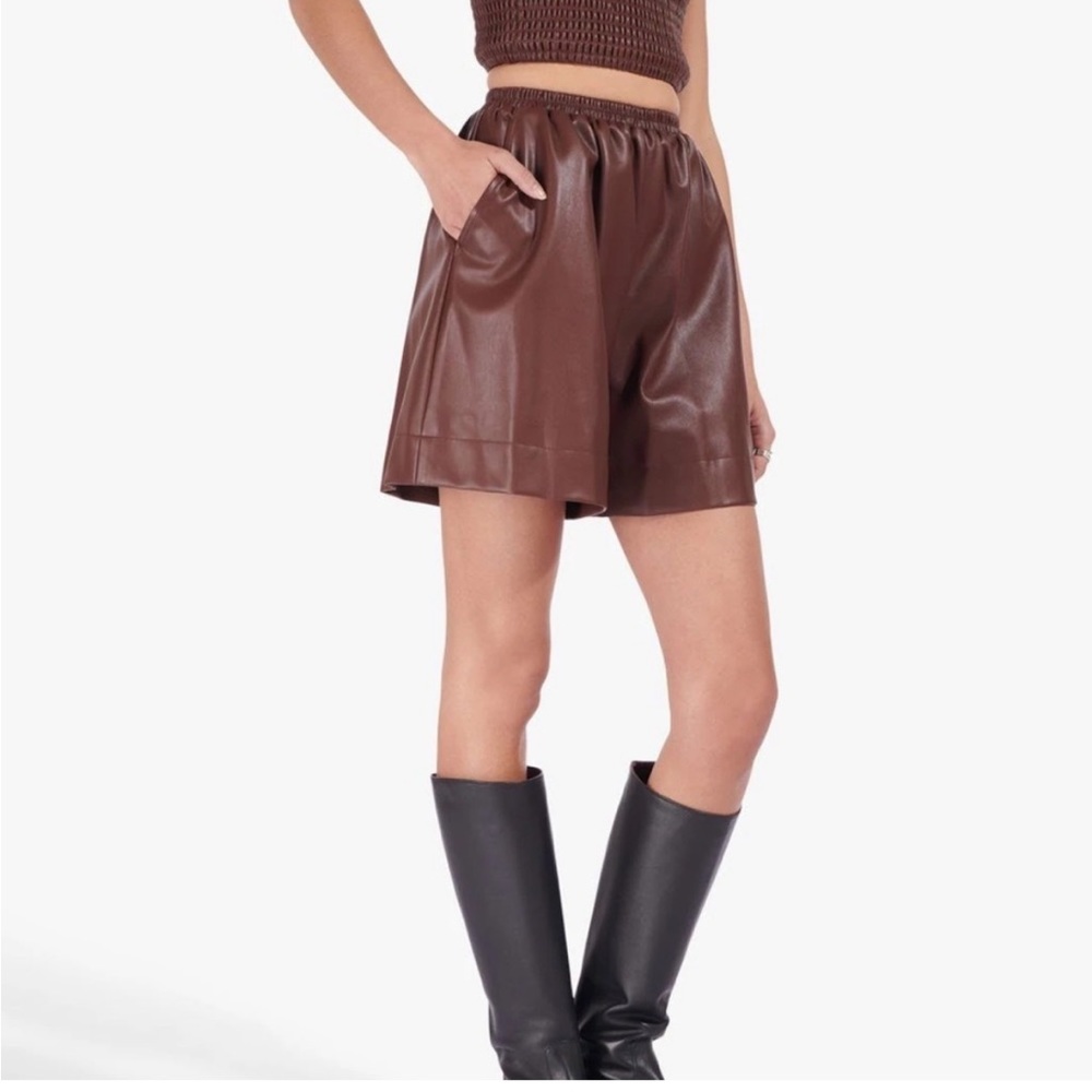 STAUD Clark Vegan Leather Shorts